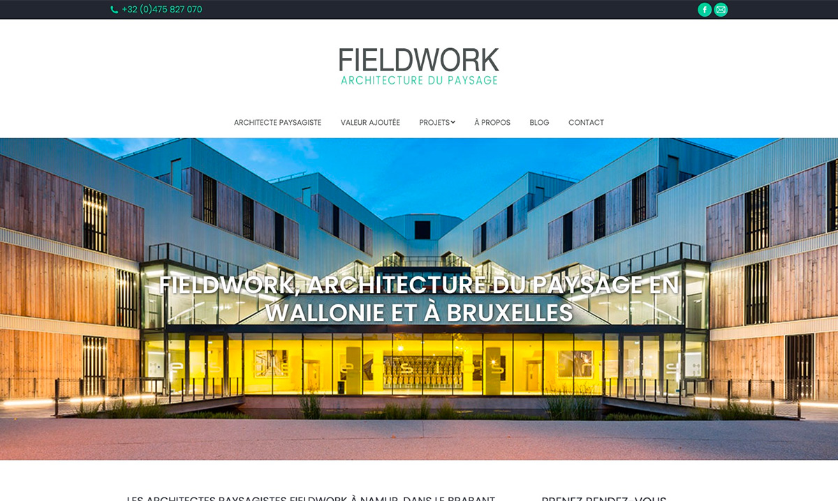 Site internet de Fieldwork créé par l'agence digitale Poush