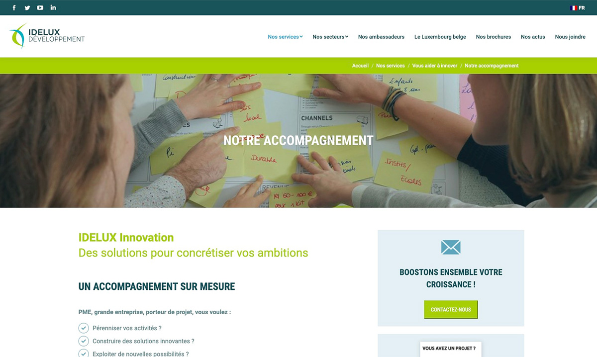 Site web d'Idelux réalisé par l'agence web Poush