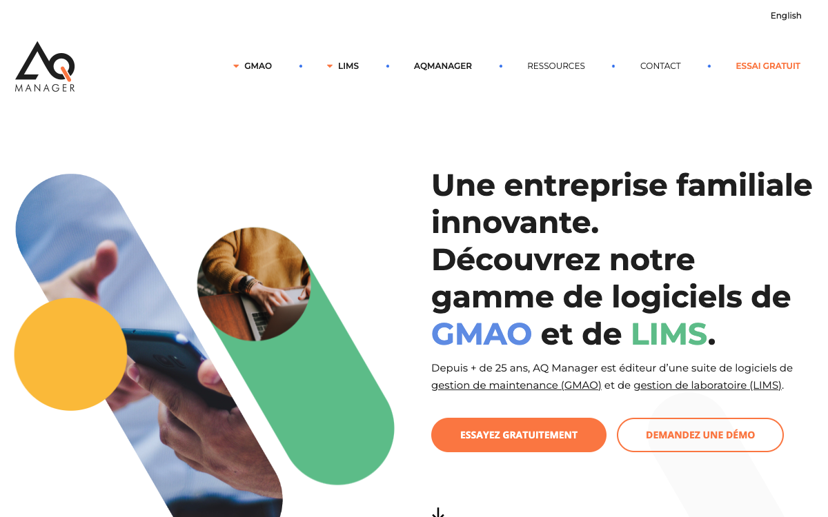 accueil du site de aq manager, logiciels de lims et gmao