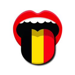 Icône de Sois-belge et tais-toi représentant une bouche tirant une langue aux couleurs du drapeau belge