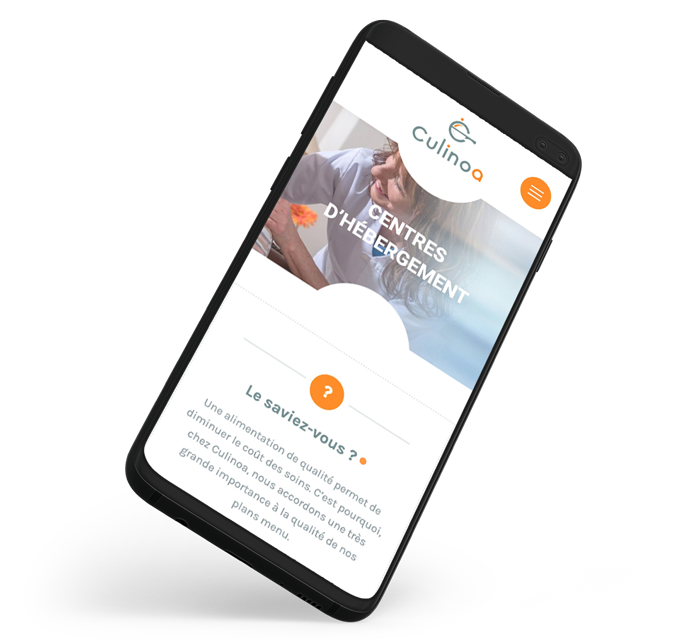 Site web mobile de Culinoa réalisé par l'agence digitale Poush