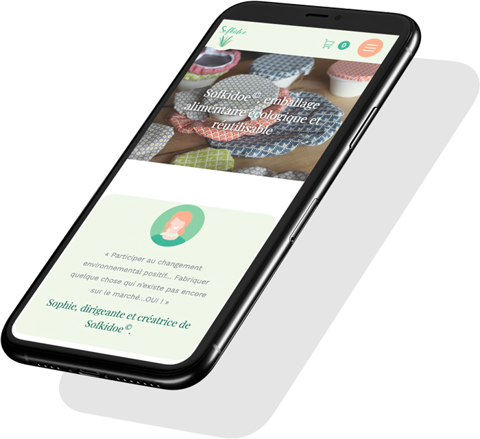 E-commerce mobile de Sofkidoe réalisé par l'agence web Poush