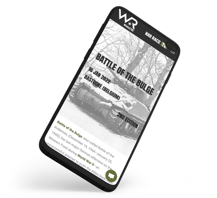 Site web mobile de War-Race créé par l'agence marketing digital Poush