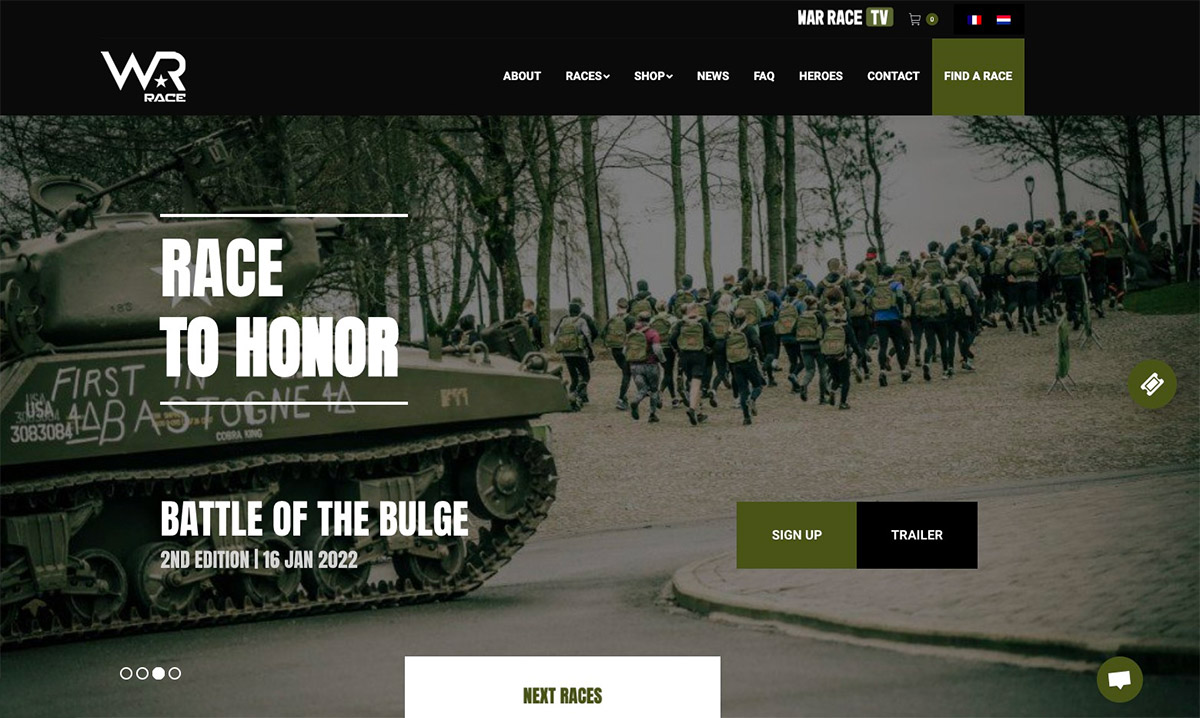 Site e-commerce de War-Race créé par l'agence web Poush