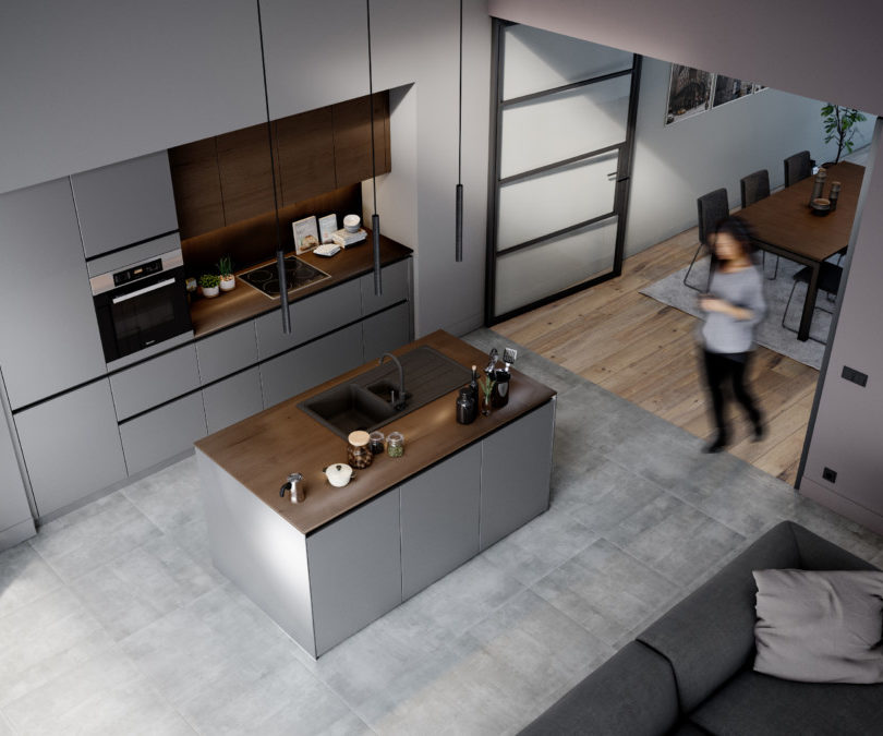 eggo_new_collection_Finition_Verre L'intérieur d'une cuisine eggo dans une maison moderne