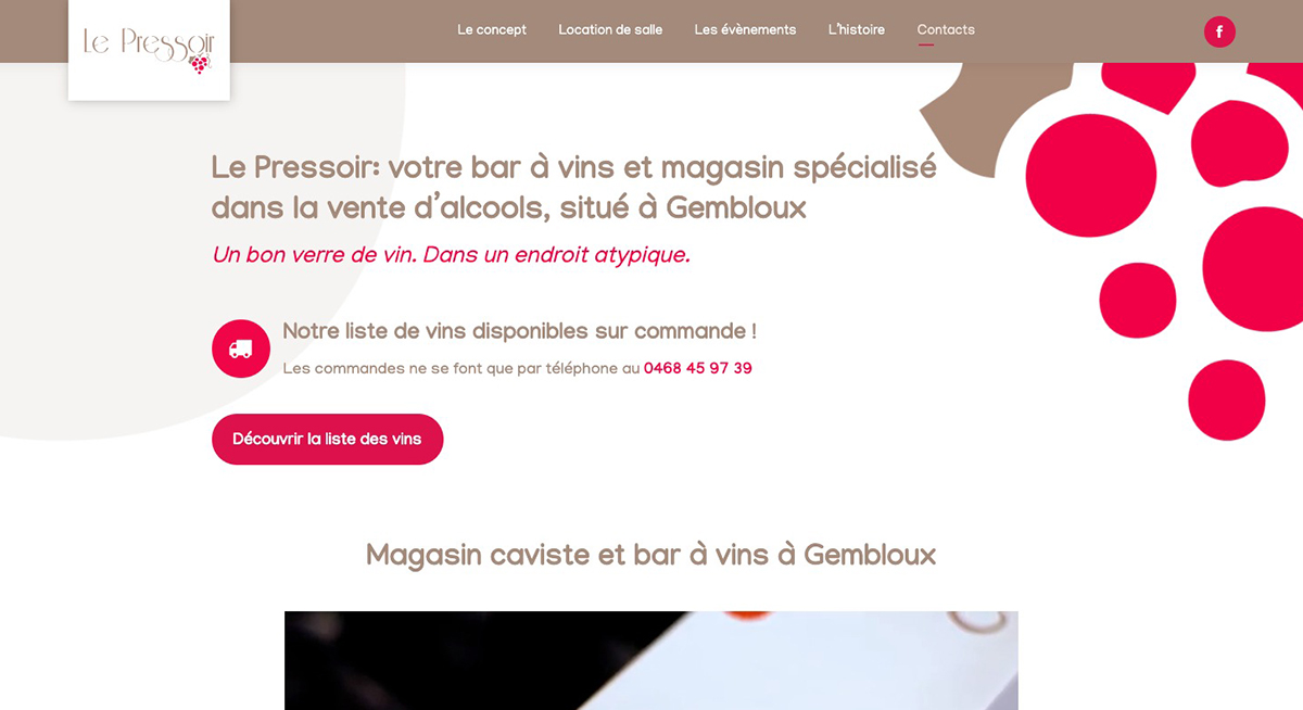 pressoir Site web le Pressoir bar à vin Gembloux