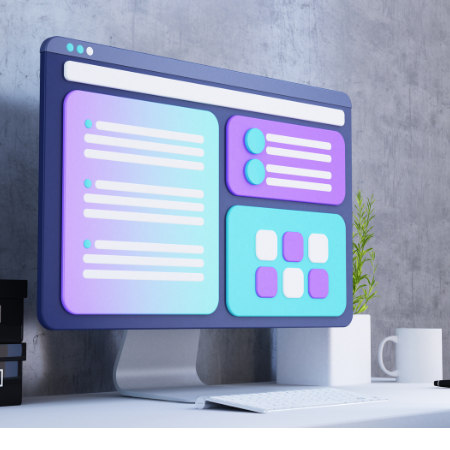 interface d'un ordinateur avec ces bloc de différentes couleurs pour montrer l'expérience utilisateur