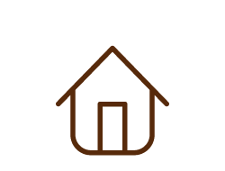 Icone brune représentant une maison en ossature bois