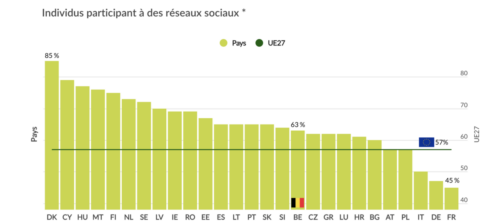 Graphique sur le pourcentage d'individus participant à des réseaux sociaux