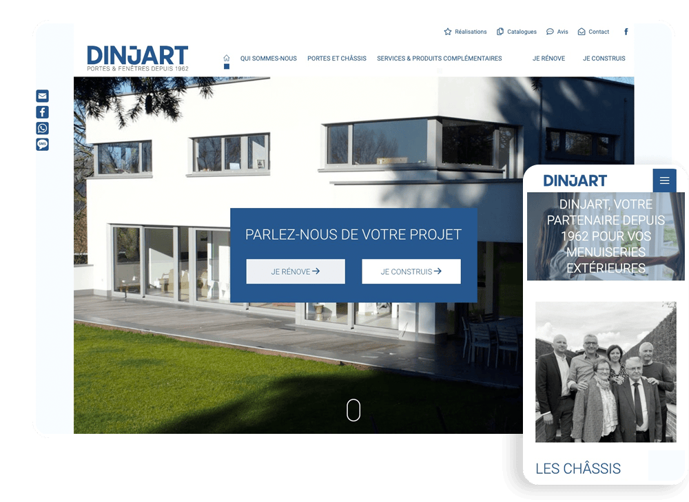 Site internet de Dinjart réalisé par l'agence Poush sur ordinateur et mobile