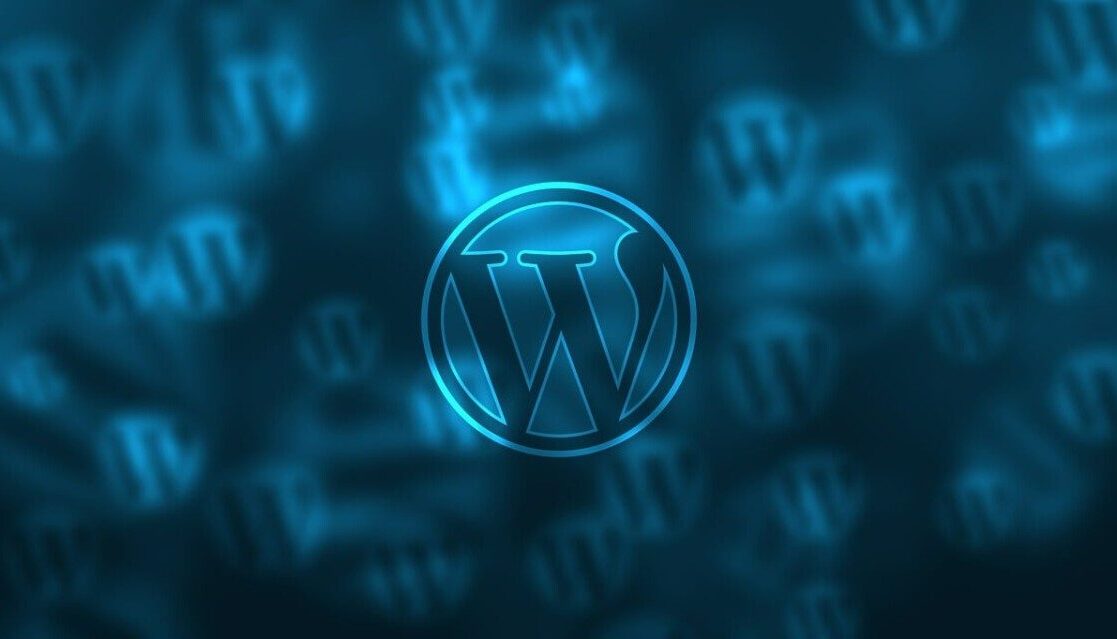 logo wordpress Logo du CMS WordPress sur un fond bleu