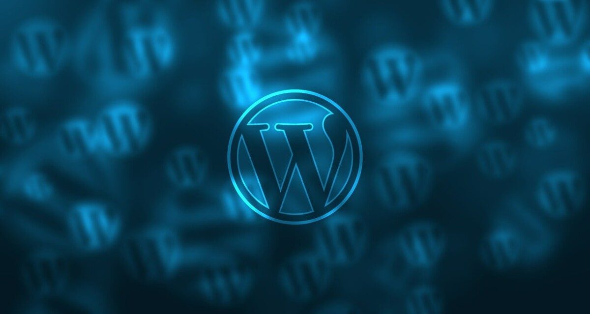 Logo du CMS WordPress sur un fond bleu