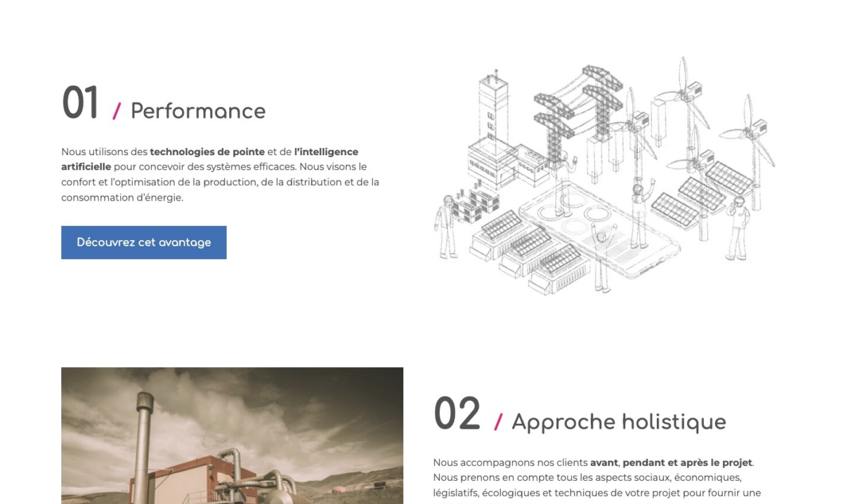 La page d'accueil du site web de Resolia, un bureau d'étude expert en transition énergétique