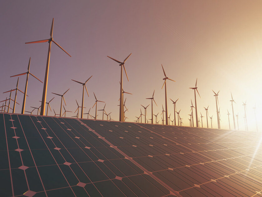 Des panneaux solaires et des éoliennes