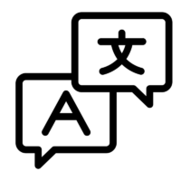 Le pictogramme d'une lettre A et d'une lettre écrite dans une autre langue pour représenter l'intégration des contenus en plusieurs langues
